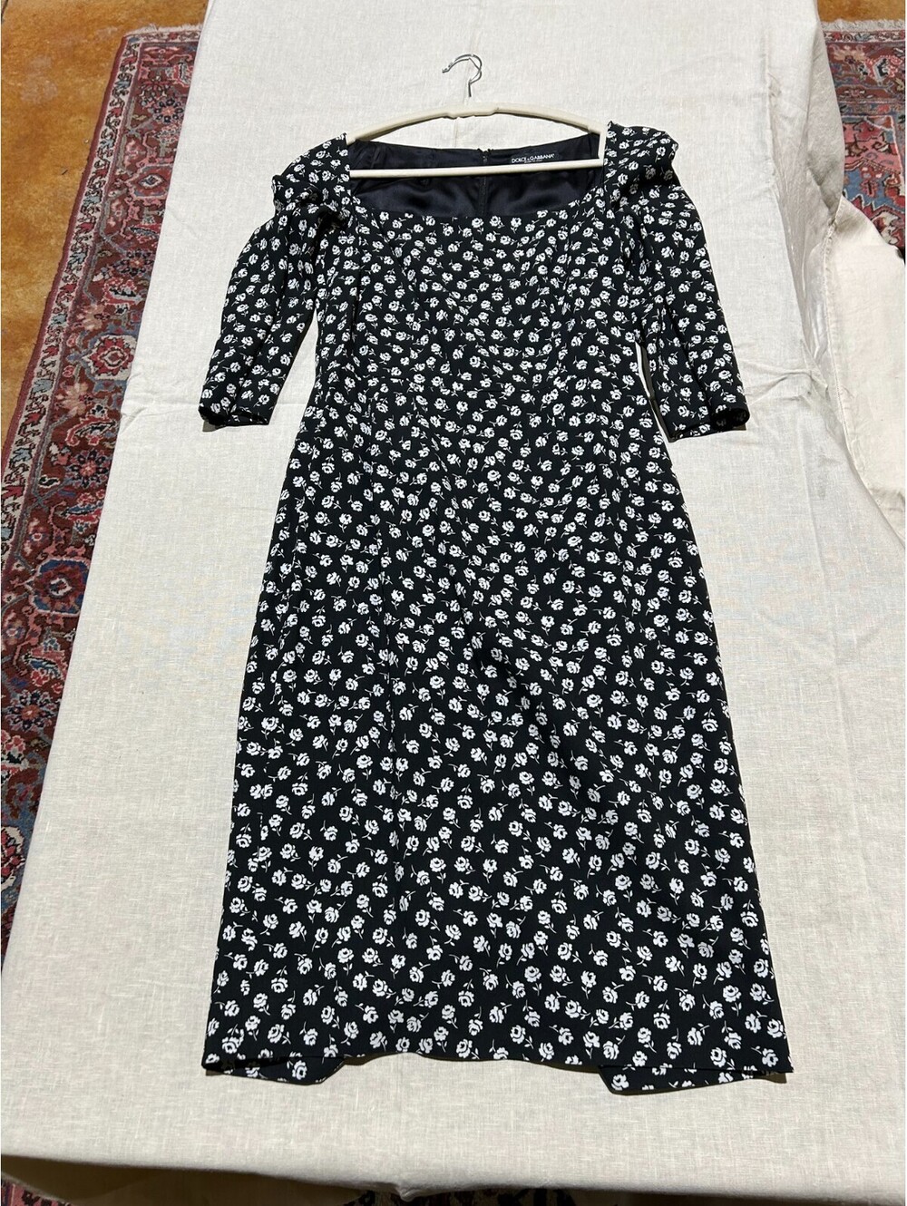 Vintage Dolce & Gabbana Flower Print Square Neck Dress Size 8 - Picture 3 of 9